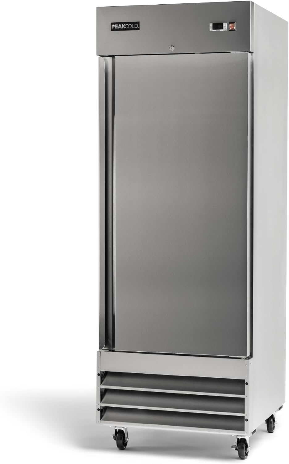Single Door Commercial Refrigerator, 23 Cu. Ft., 29" W Stainless Steel Reach-In Upright Refrigerator, Adjustable Shelves, Auto Defrost, Digital Thermostat, Freestanding Industrial Fridge