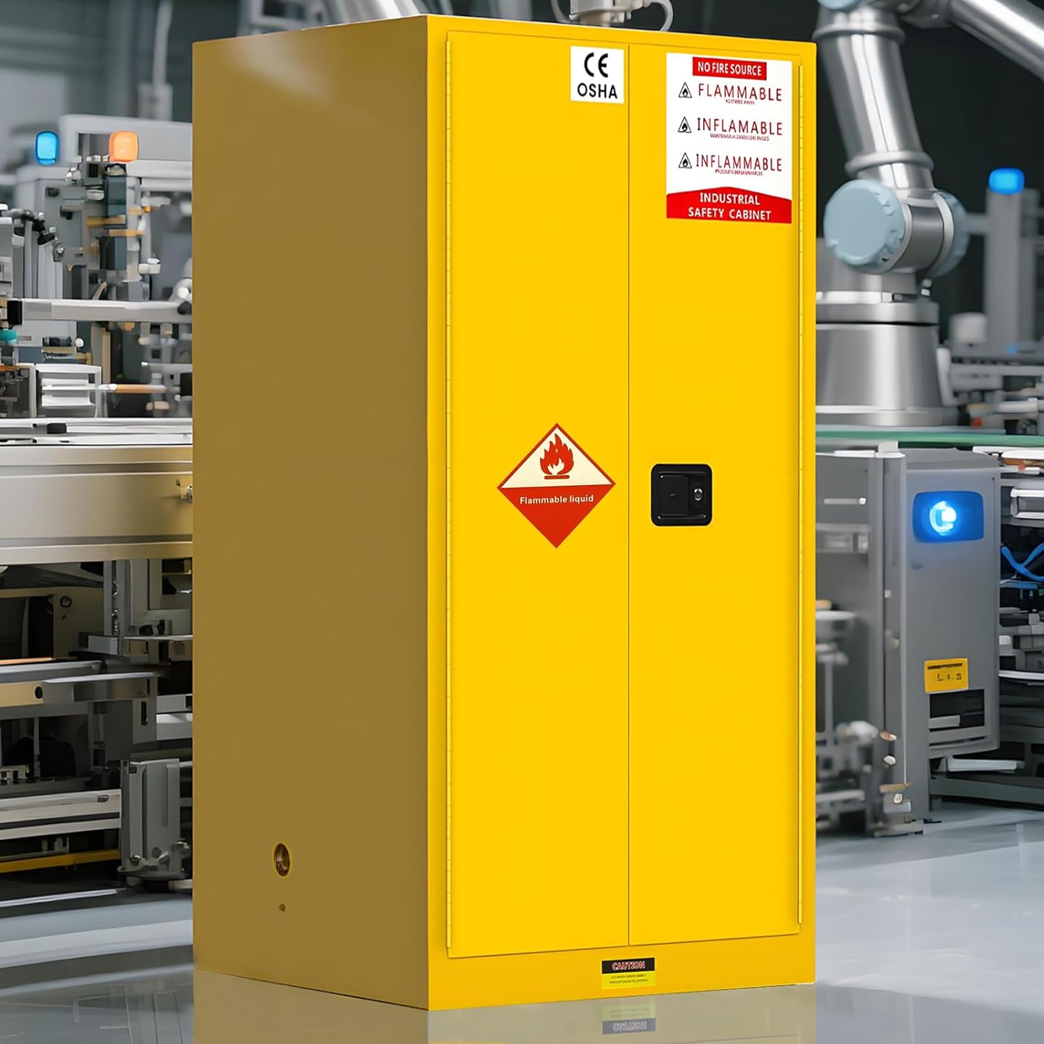 EQUCKKY Flammable Storage Cabinet 34"x34"x65", 90 Gallon Chemical Safety Cabinet with Adjustable Shelf, Thickened Galvanized Steel Fireproof Cabinet for Flammable Liquids, Industrial & Commercial Use