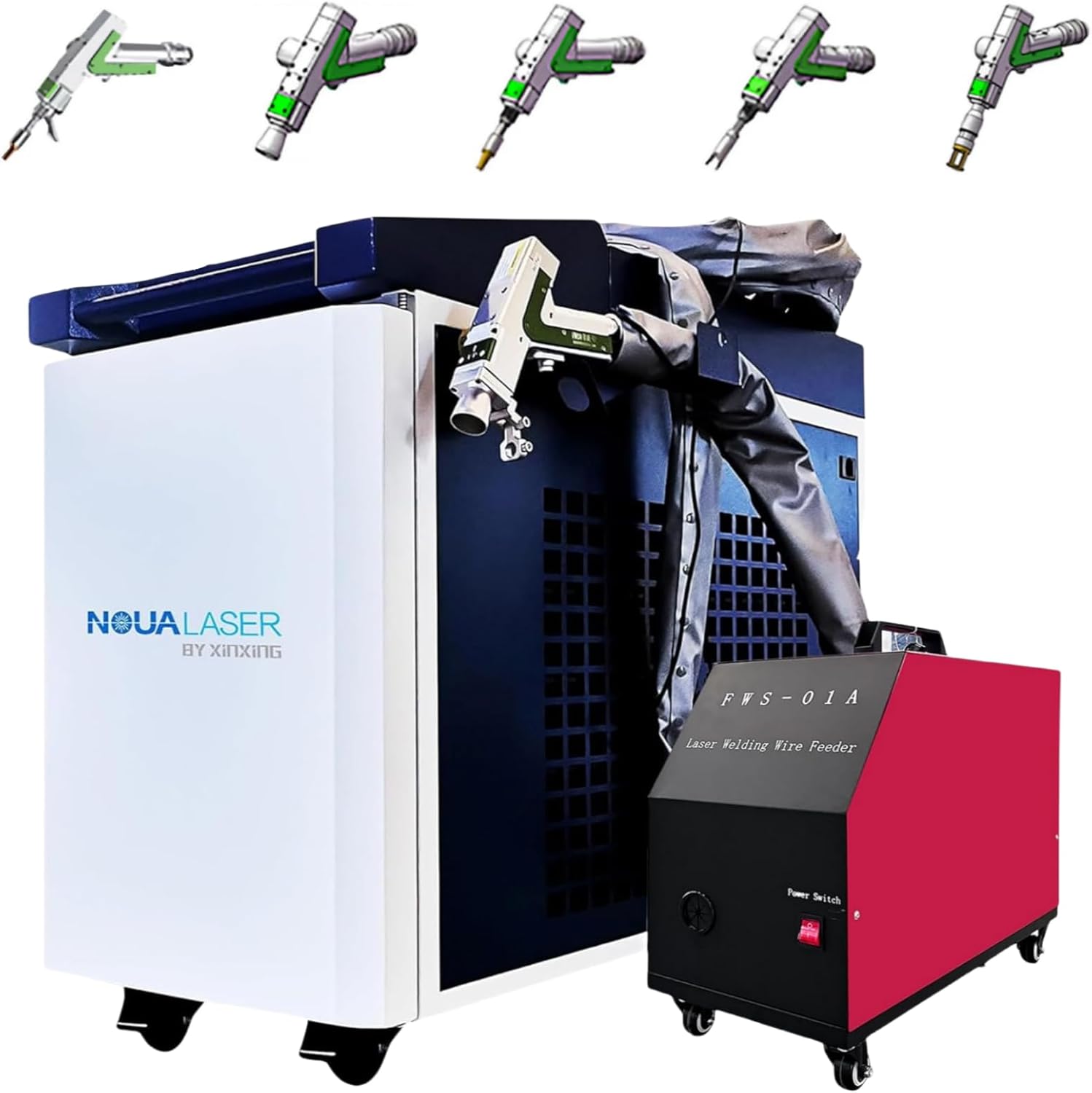 2000W Laser Welding Machine 5-IN-1 Spot Welding/Battery Welding/Laser Welder/Cleaner/Cutter Double Wobble for Metal with Auto Wire Feeder for Aluminum, Stainless Steel, Carbon Steel, etc.