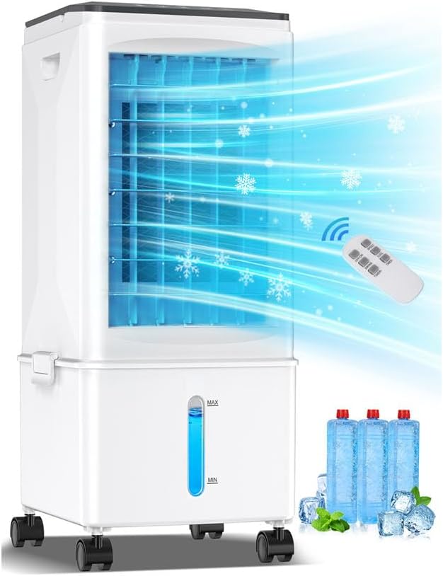 Portable Air Conditioners, Portable AC Unit, Evaporative Air Cooler w/ 2.5 Gal Tank, Fast Cooling, 3 Speeds, Windowless Air Conditioner w/7H Timer, Swamp Cooler for Room Home Office Garage