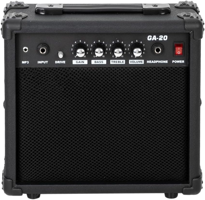 Ktaxon Electric Guitar Amp, 20 Watt Amplifier with 6.5" Speaker Built-in Speaker Headphone Jack and Aux Input Jack（MP3） Bass, Volume, Treble, and Gain Controls - Black