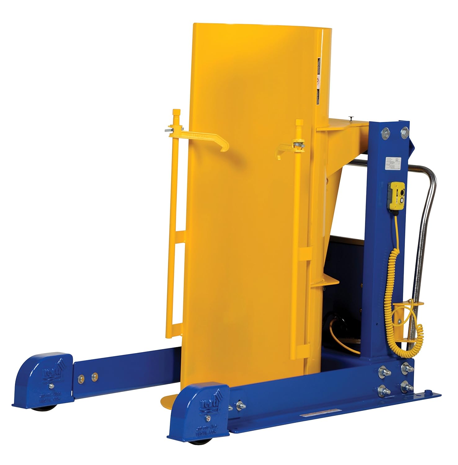 Vestil HDD-60-15-P Steel Portable Hydraulic Drum Dumper 60 In. Dump Height 1,500 Lb. Capacity Blue / Yellow