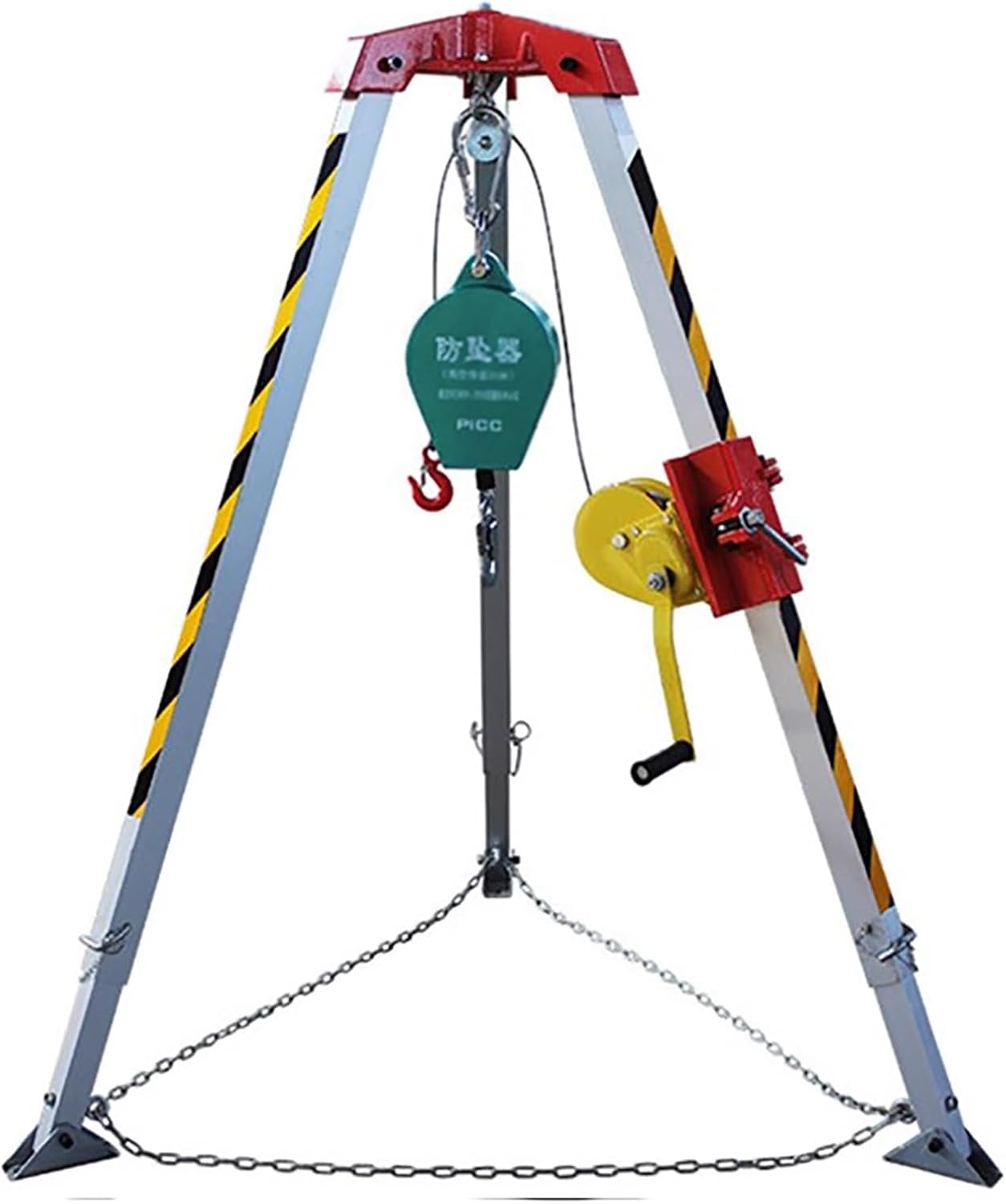 Fire Lifting Safety Rescue Tripod for Traditional Confined Spaces, Industrial Tripod Lifting Equipment Rescue Device Kits with Adjustable Feet, Derrick Crane For Exploration Well/ Tunnel/ Sewer ( Si