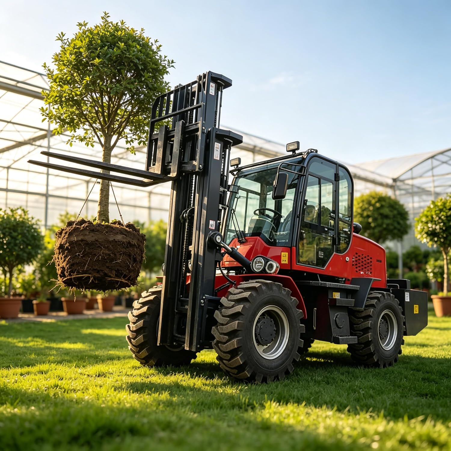 Telehandler, Off-Road Industrial Grade Telescopic Forklift, 4WD Heavy Duty Forklift, Quick-Attach Lifting Equipment for Warehouse Farm Mining Landscaping Material Handling