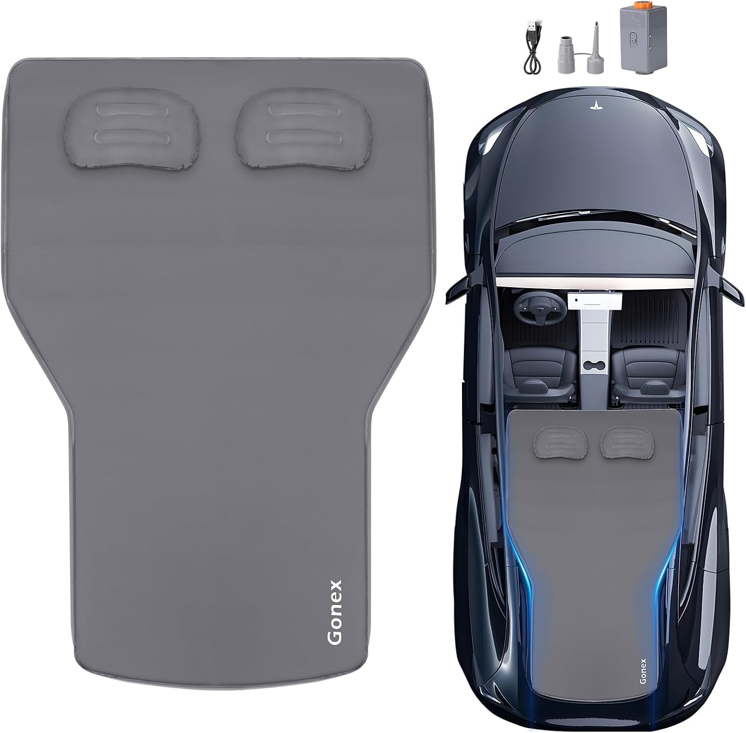 Gonex Foam Mattress for Tesla Model Y 2020-2026 Juniper, Inflatable 4" Air & Foam Bed with Cordless Pump, 78"x54" Full Size, Foldable & Fits in Frunk, Perfect for Roadtrips, Camping & Naps