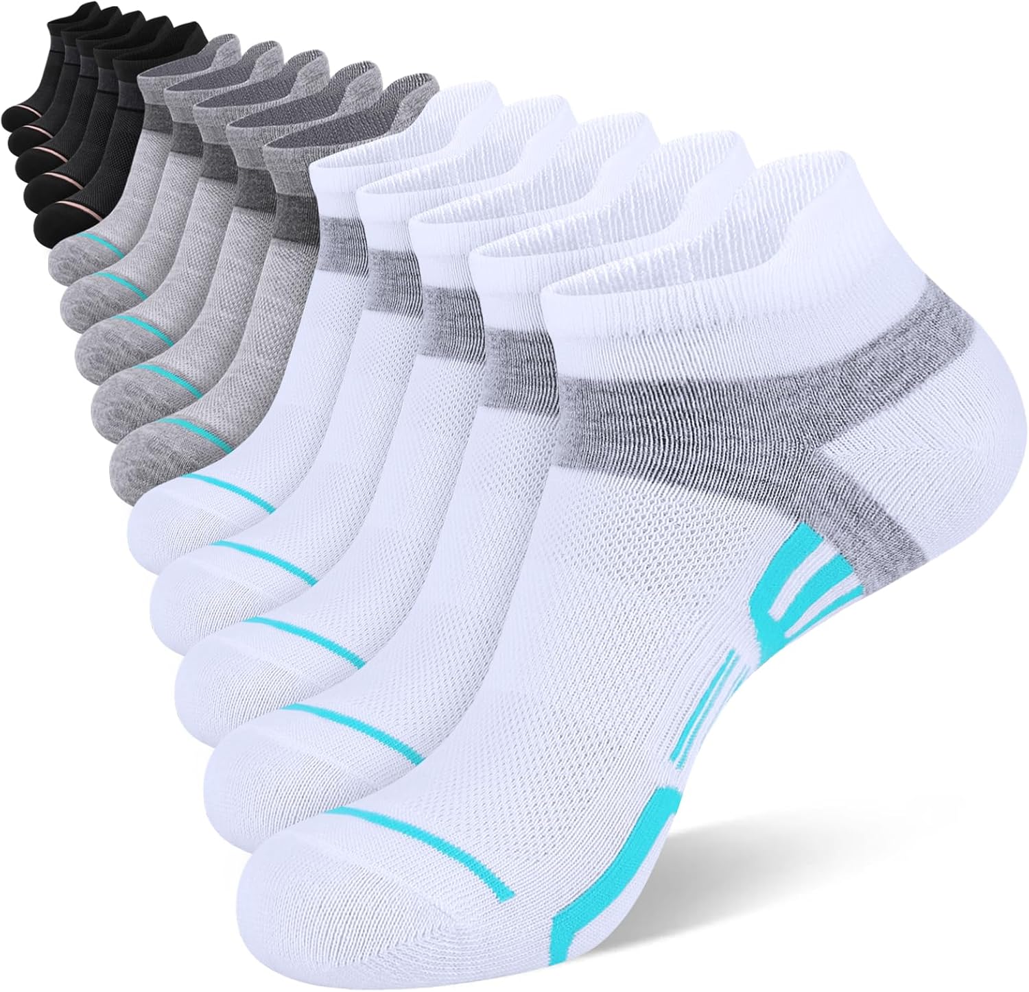 shnn 15 Pairs Womens Ankle Socks Lightweight Breathable Casual Low Cut Socks for Women With Heel Tab