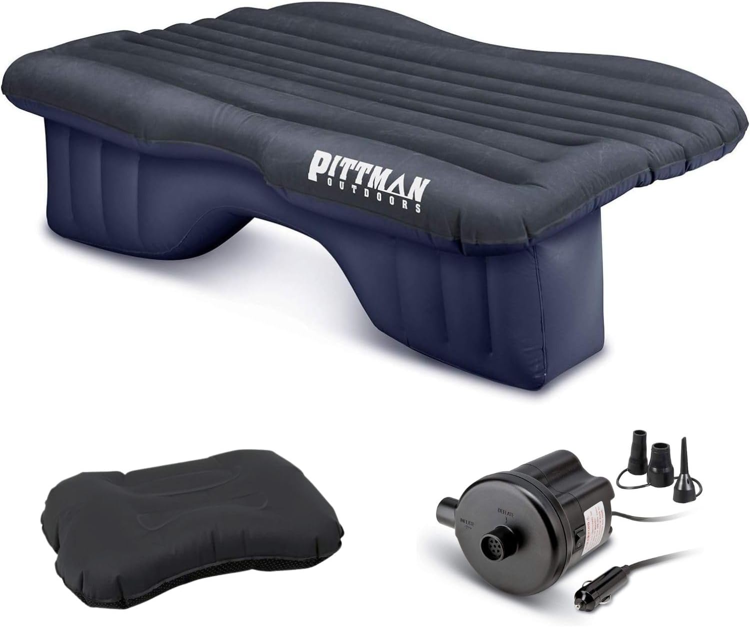Pittman Outdoors AirBedz Inflatable Rear Seat Air Mattress, Black - 55" Wide - Mid-Size Fits Jeeps, Car, SUV’s & Mid-Size Trucks, Comes with Portable DC Air Pump
