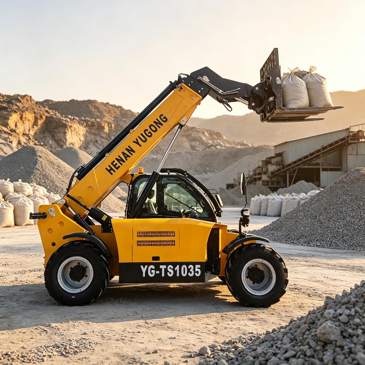 Telescopic Forklift, 4WD Industrial Grade Telehandler, Heavy Duty Off-Road Forklift, Hydraulic-Powered Heavy-Duty Telescopic Boom Forklift Construction Equipment for Warehouse Farm Mining Aerial Work