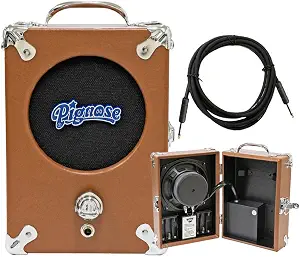 Pignose Legendary 7-100 Portable Guitar Amplifier with 10' Instrument Cable Bundle Can Operate on Batteries or AC Power - Brown Tolex Finish BR