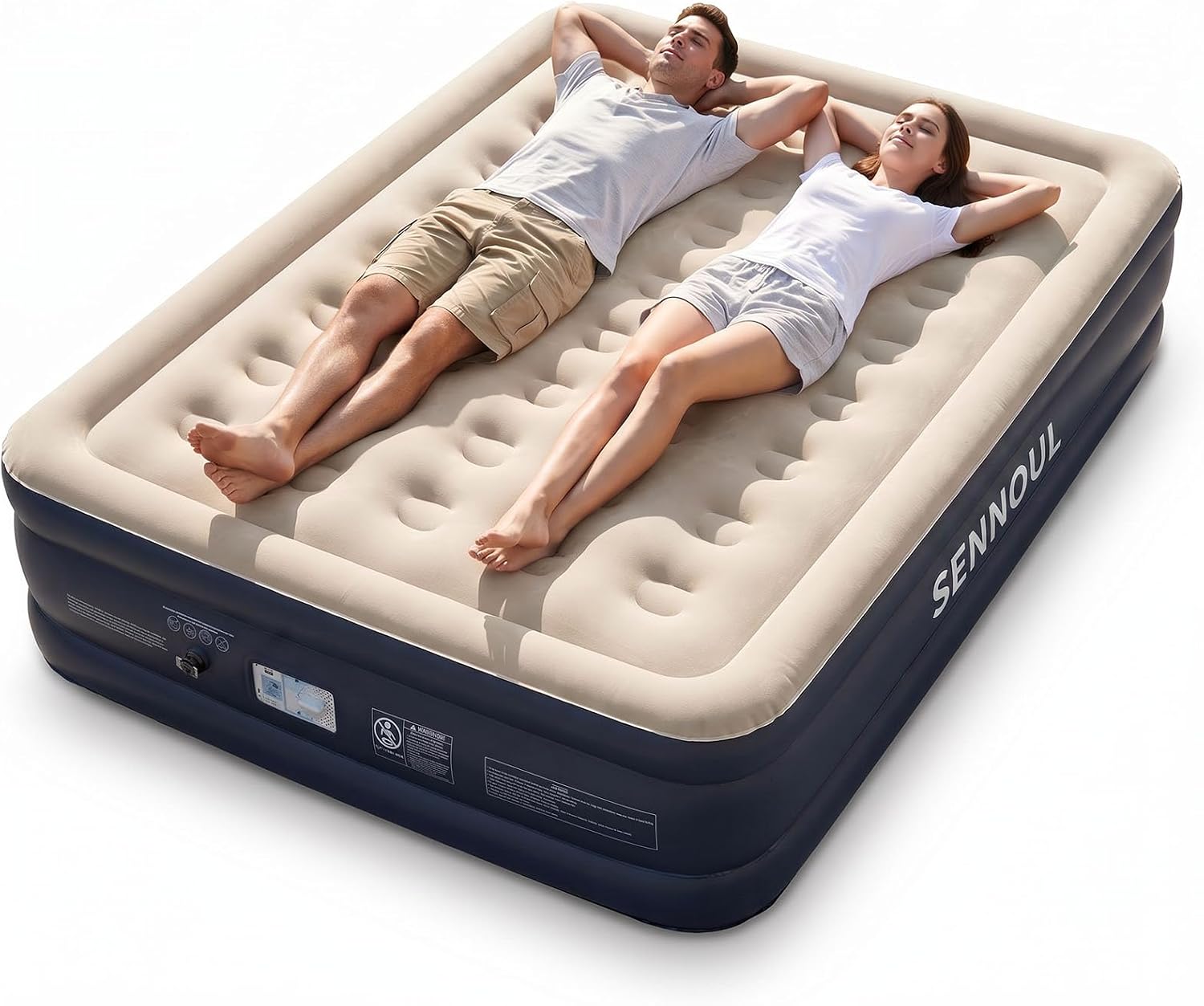 Air Mattress Queen with Built in Pump, Inflatable Mattress Blow Up Mattress 18 Raised Comfort,Upgraded Surface Portable Bed, Air Bed for Home, Guest, Camping, Colchone Inflable, 650 lbs