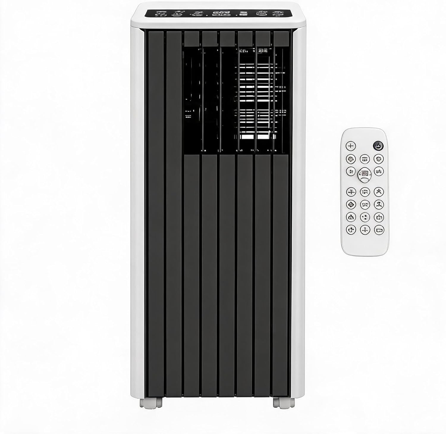 8,000 BTU Portable Air Conditioner (SACC 5,000 BTU) Cools 350 Sq.Ft., 3-in-1 Cool/Fan/Dehumidifier, Window Venting Kit, Remote, UL Listed, Black Front & Panel (A029A)