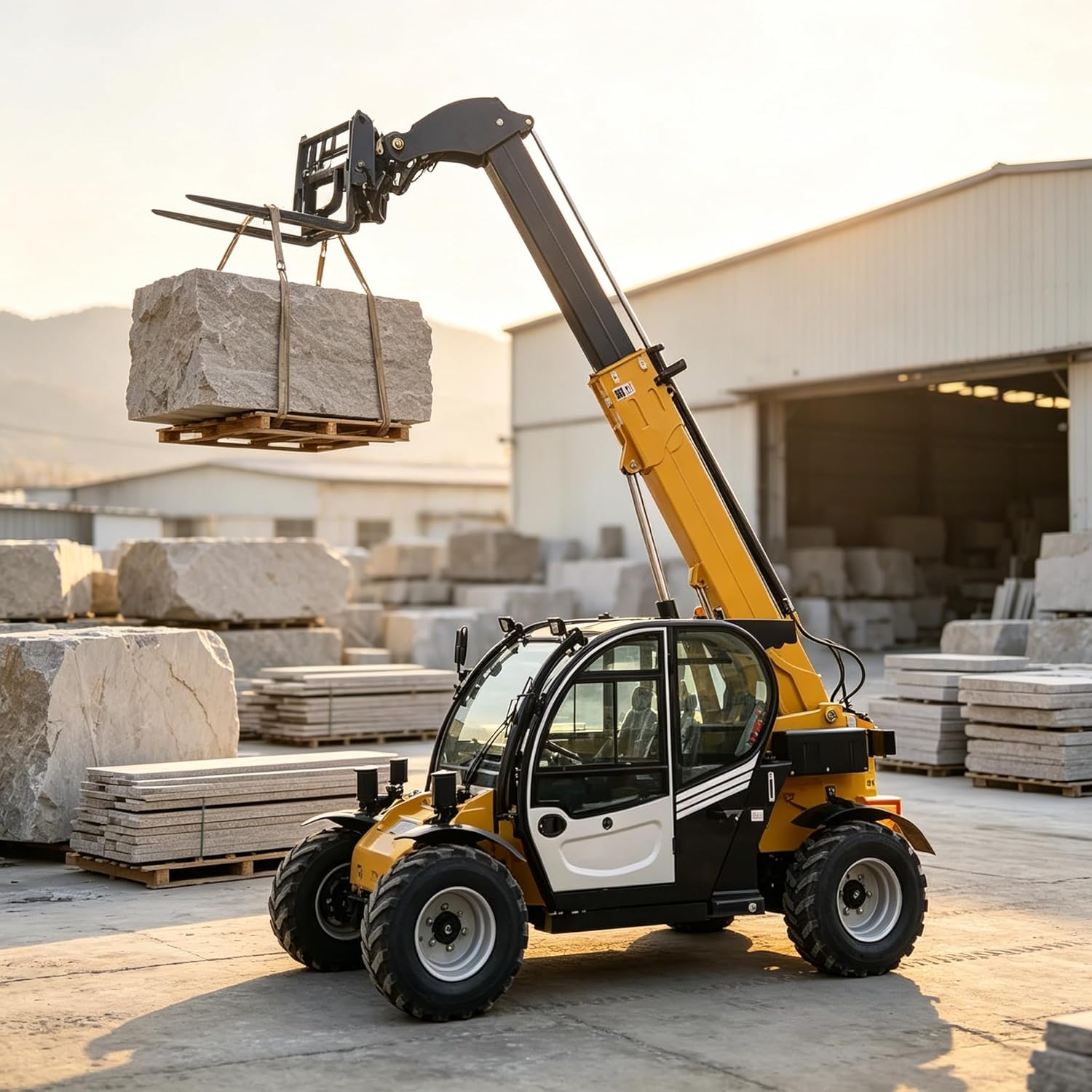 Telehandler, 4WD Industrial Grade Telescopic Forklift, Heavy Duty Off-Road Forklift, Multi-Site Construction Equipment for Construction Farm Mining Landscaping Aerial Work Warehouse Material Handling