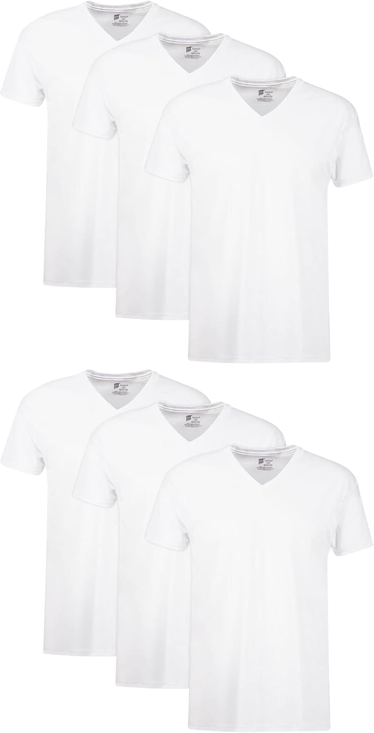 Hanes Men's Undershirts T-Shirt Pack, V-Neck Cotton Tees for Men, Moisture-Wicking, Odor Control, White Multi-Pack