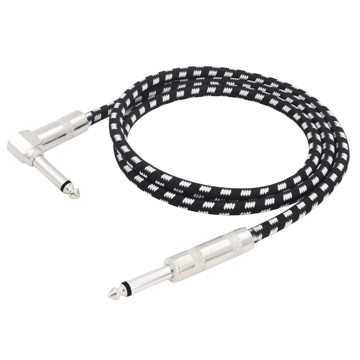 Straight to Right Angle 1/4 Inch Instrument Cable Short TS Guitar Cable Electric Guitar Amp Cord 6.35mm Stereo Audio Cable for Guitar Bass Keyboard and Pro Audio (3.3FT)