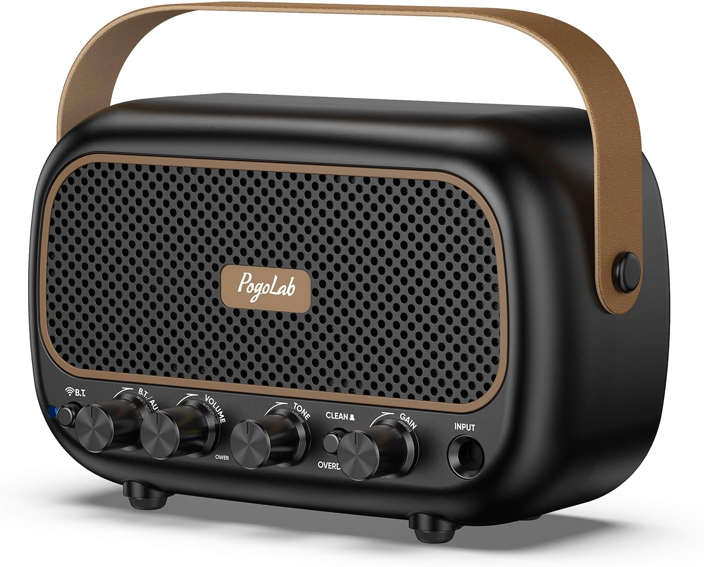 Mini Guitar Amplifier, 5Wx2 Portable Electric Guitar Amp, Rechargeable Bluetooth Speaker, Clean/Overdrive Effects, 7H Playtime, Headphone Jack, Small Practice Amp for Daily Play/Jamming