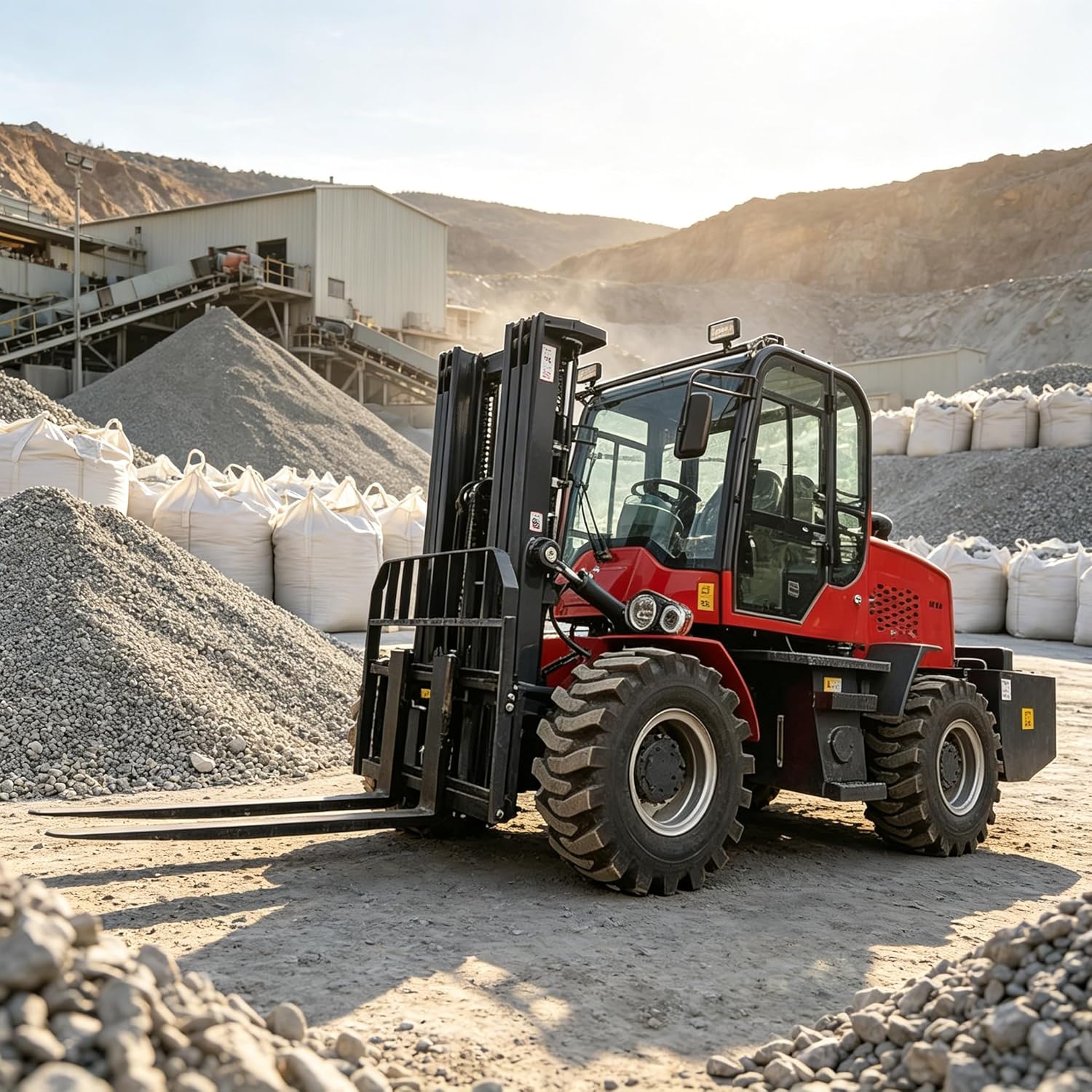 Telehandler, 4WD Heavy Duty Commercial Telescopic Forklift, Industrial Grade Off-Road Forklift, Jobsite Material Handling Equipment for Construction Warehouse Farm Mining Landscaping Jobs