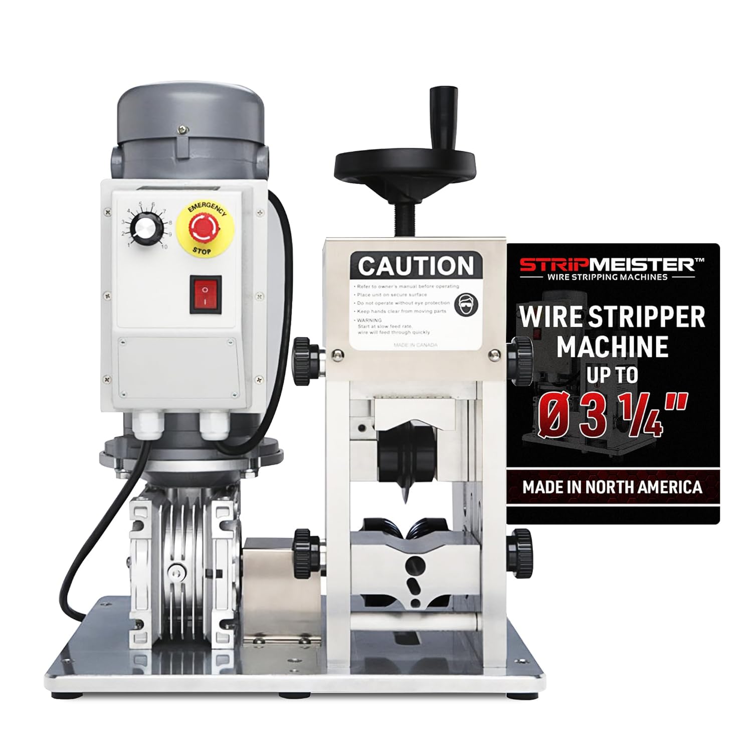 E2000x Industrial Wire Stripping Machine – Wire Size Up to Ø3-1/8", Jam-Free, Automatic Wire Stripper with 1HP DC Motor, Speed Control