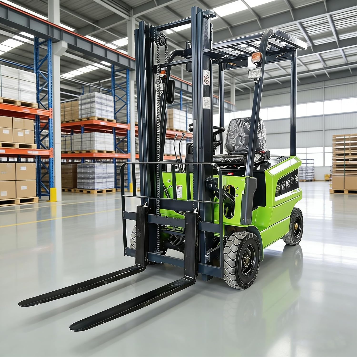 Electric Warehouse Forklift 4-Way Mini Lift Truck with Adjustable Reinforced Forks, Solid Tires, Ergonomic Seat, LED Lights – Industrial Material Handling Equipment