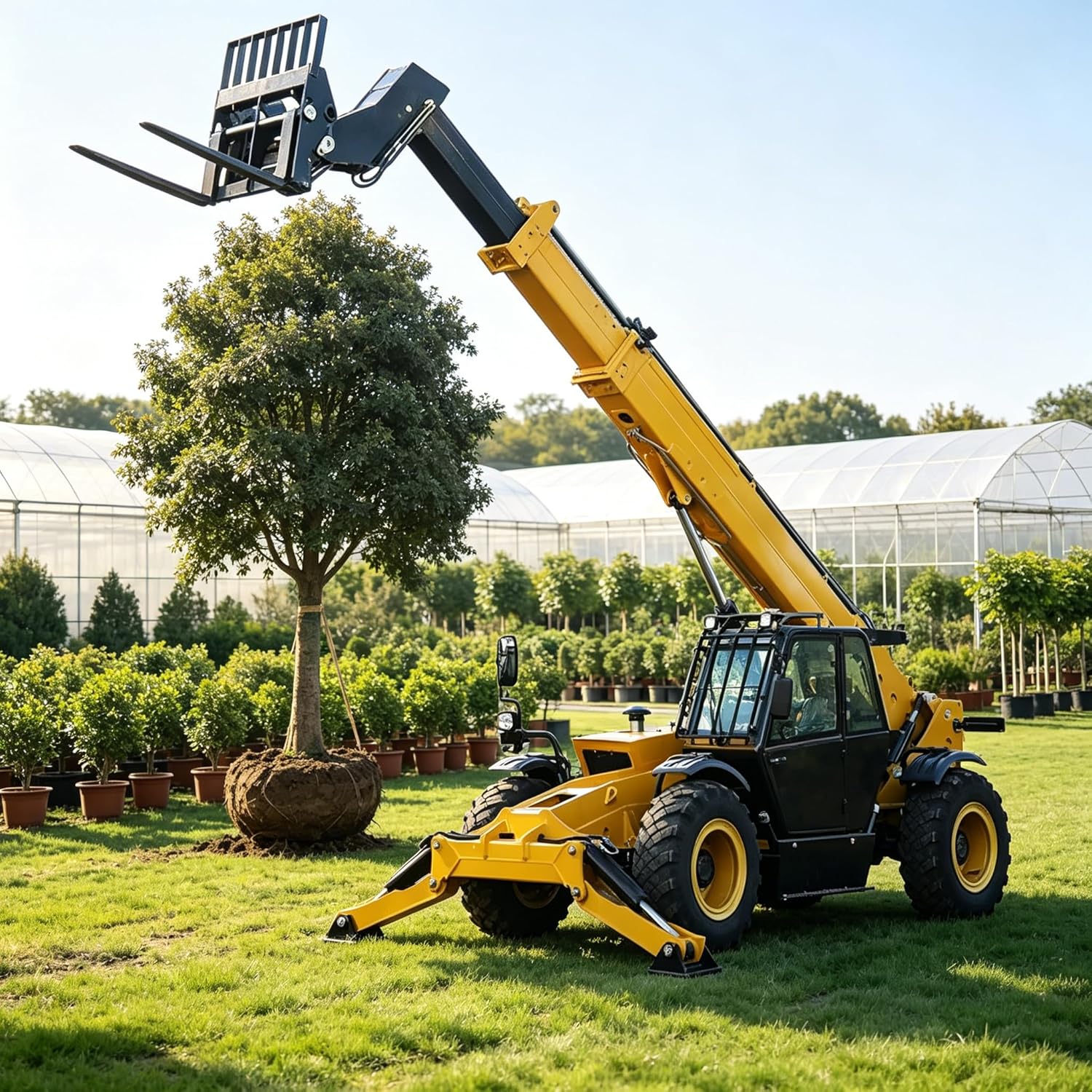 Telehandler, Heavy Duty 4WD Telescopic Forklift, Industrial Off-Road Forklift, Anti-Slip-Tires Bucket-Type handling Machine Construction Equipment for Warehouse Farm Construction Material Handling