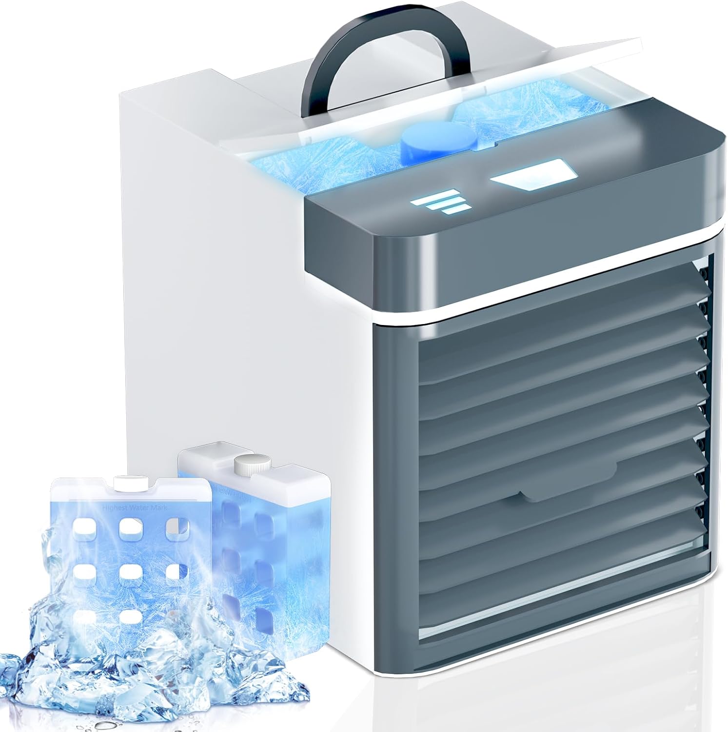 Portable Air Conditioners, Mini Air Cooler with 3 Speeds, Anti-leakage Water Personal Ice Air Conditioner for Room Desk Office Home Tent(W-04)