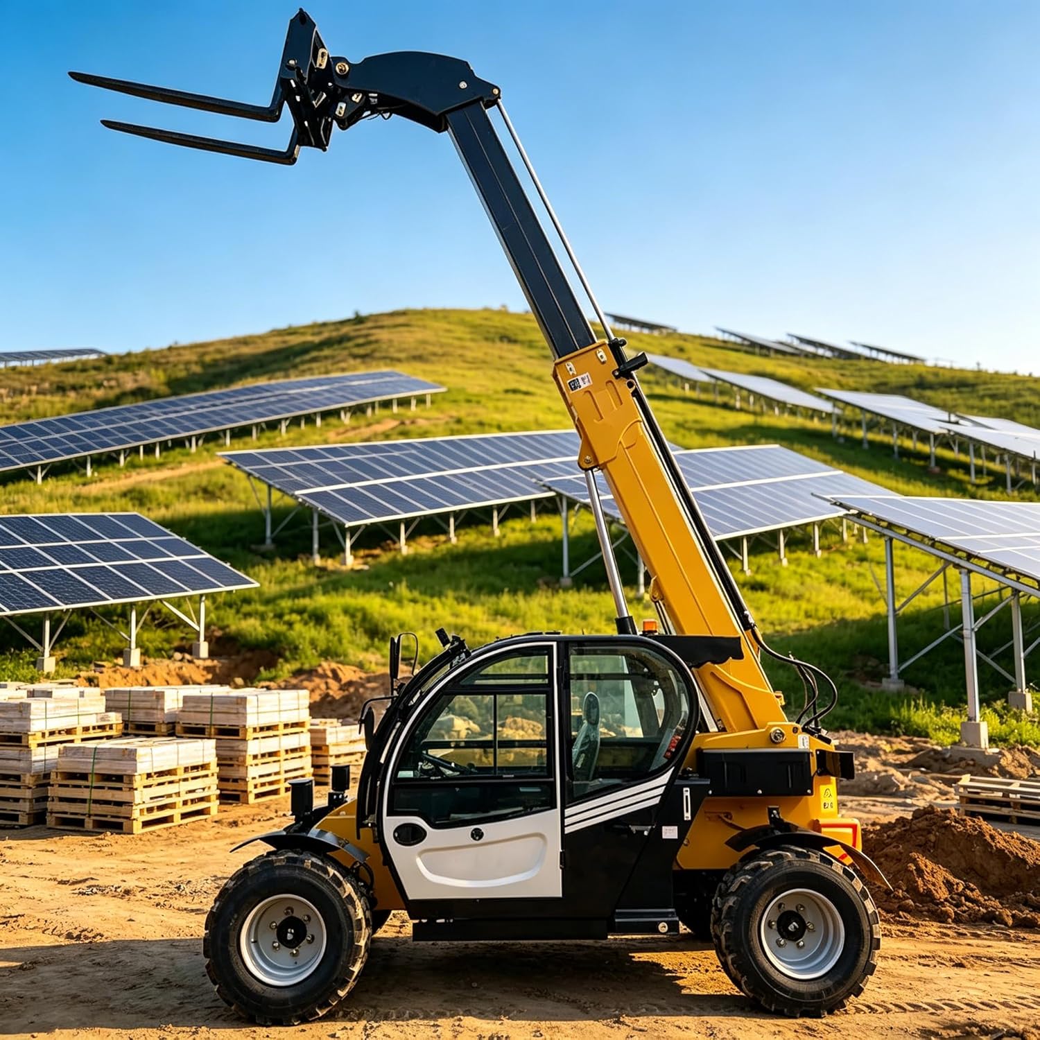 Telehandler, Heavy Duty 4WD Telescopic Forklift, Industrial Grade Off-Road Forklift, High-Altitude Construction Equipment for Construction Aerial Work Warehouse Farm Mining