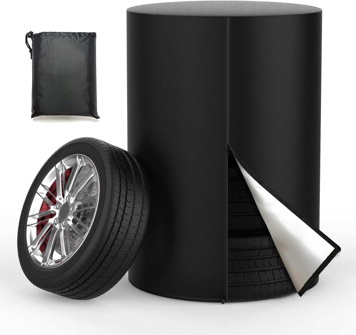 Tire Covers for Storage Outdoor, 420D Waterproof with Zipper Drawstring Lock, Universal Truck RV Trailer Tire Storage, All Season (Holding 4 Tires Within 32 Inch Diameter)