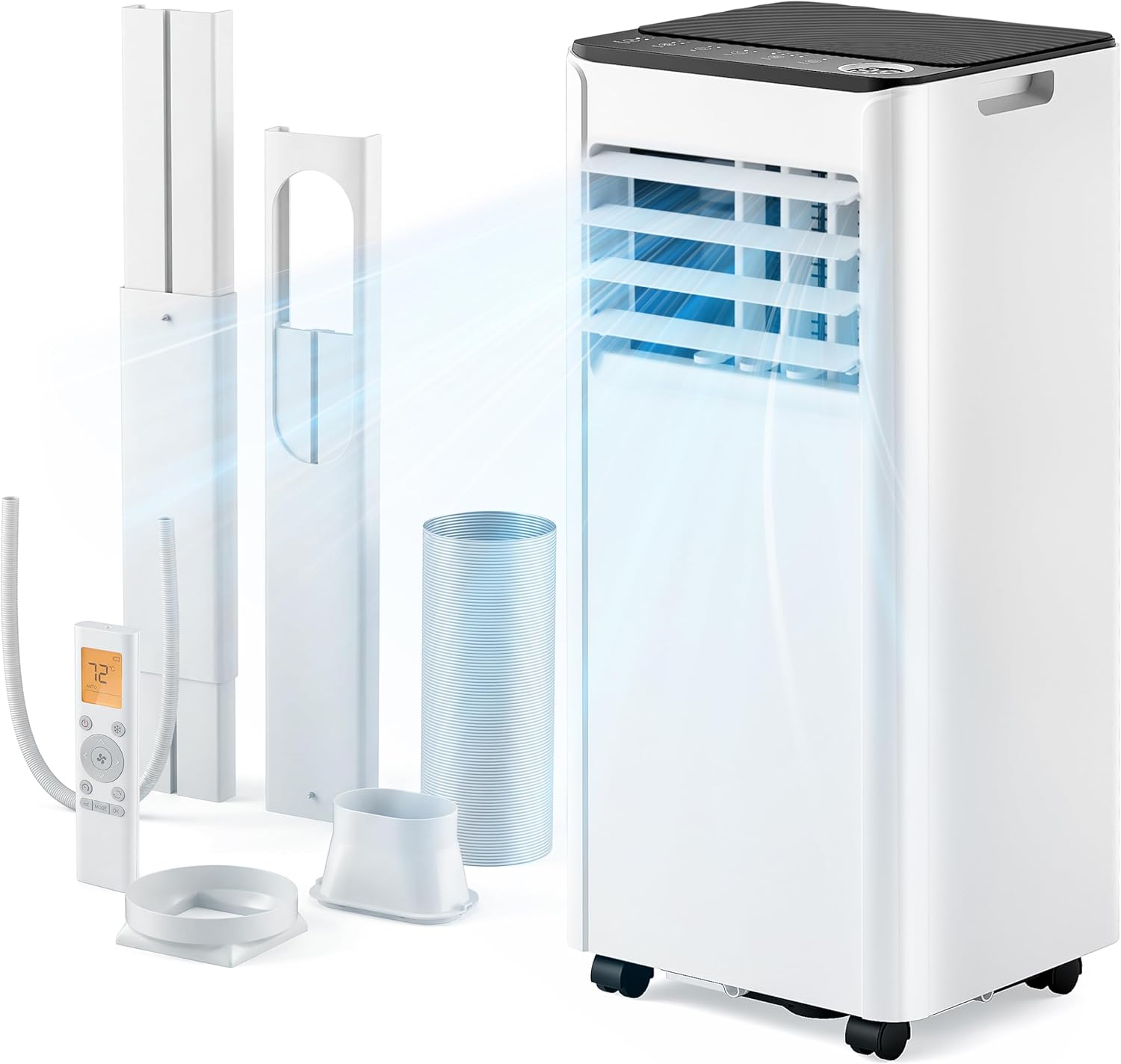 EUHOMY 10,000 BTU Portable Air Conditioner, 3-in-1 Portable AC Unit with Cools, Dehumidifier, Fan, 50 dB Sleep Mode, Cools 450 Sq.Ft. with 400 CFM Airflow, Installation Kit for Bedroom, Livingroom