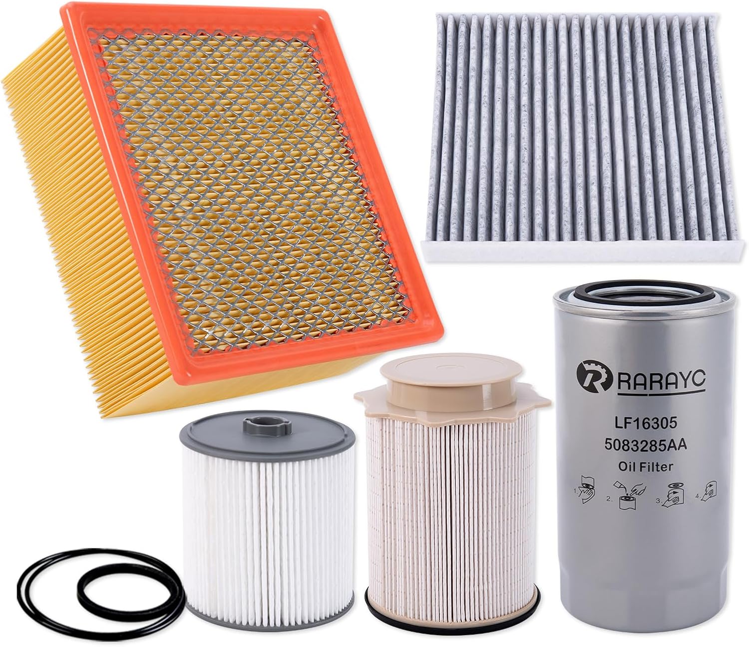 6.7L Cummins Fuel Filter Kit for 2019-2024 Ram Turbo Diesel Engines 68157291AA 68436631AA and Oil Filter 5083285AA Air filter 43034051AB Cabin Air Fitler 68406048AA