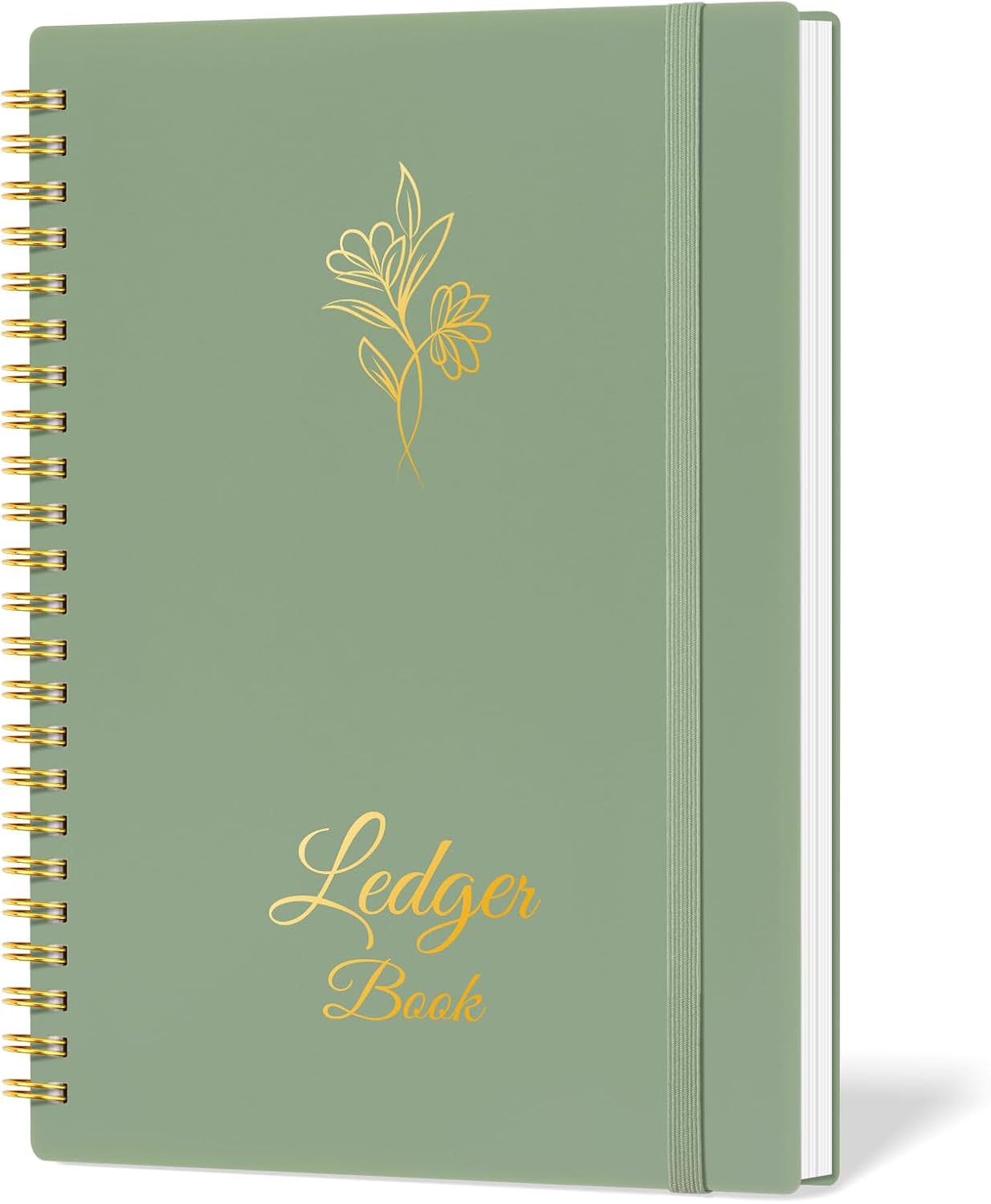 Accounting Ledger Book for Small Business Bookkeeping & Personal Use, Expense Tracker Notebook for Family Budget, Bookkeeping Record Book, Income and Expense Log Book - 8.4" x 6.1" (Green)