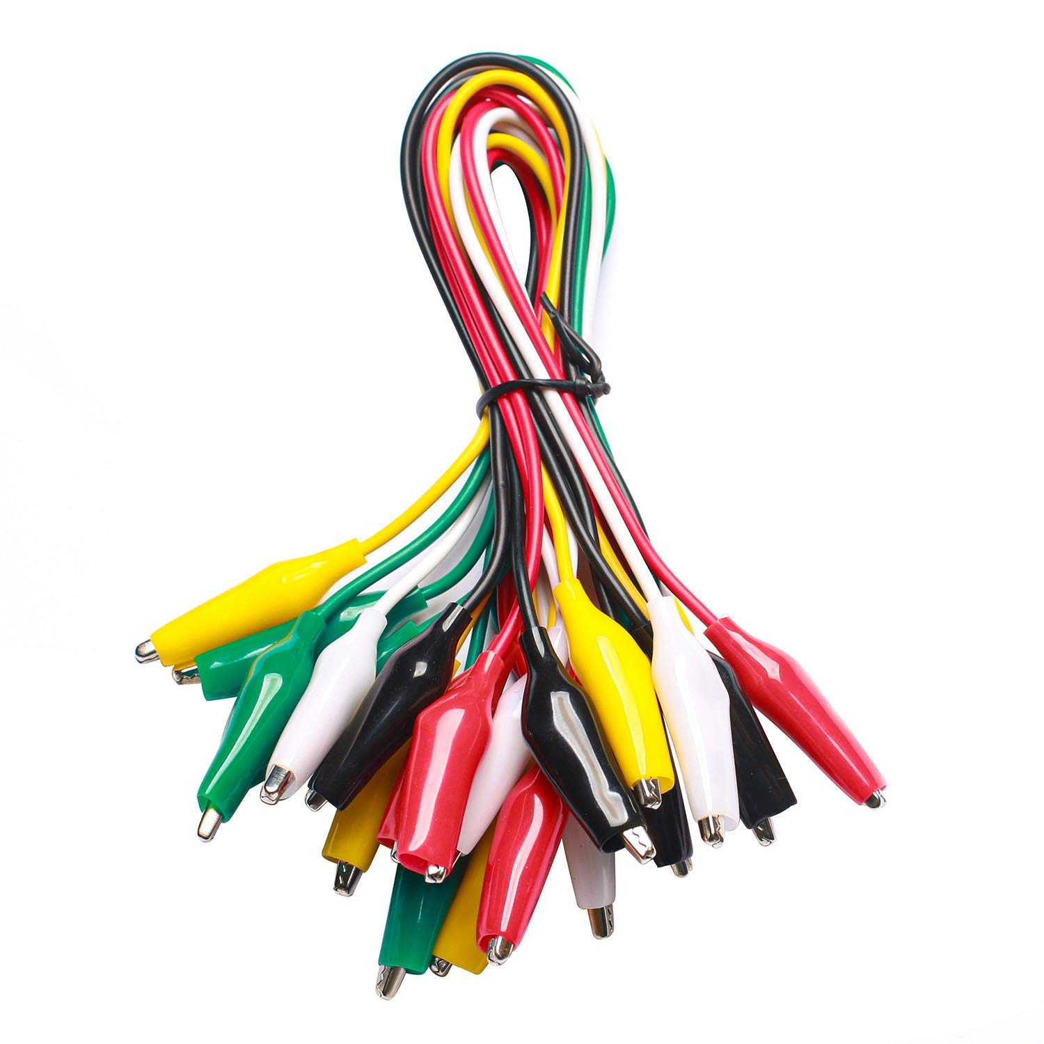 WGGE WG-026 10 Pieces and 5 Colors Test Lead Set & Alligator Clips,20.5 inches / 22 AWG Copper Wire. The Clips soldered and Stamped to the Wires. (1 Pack)