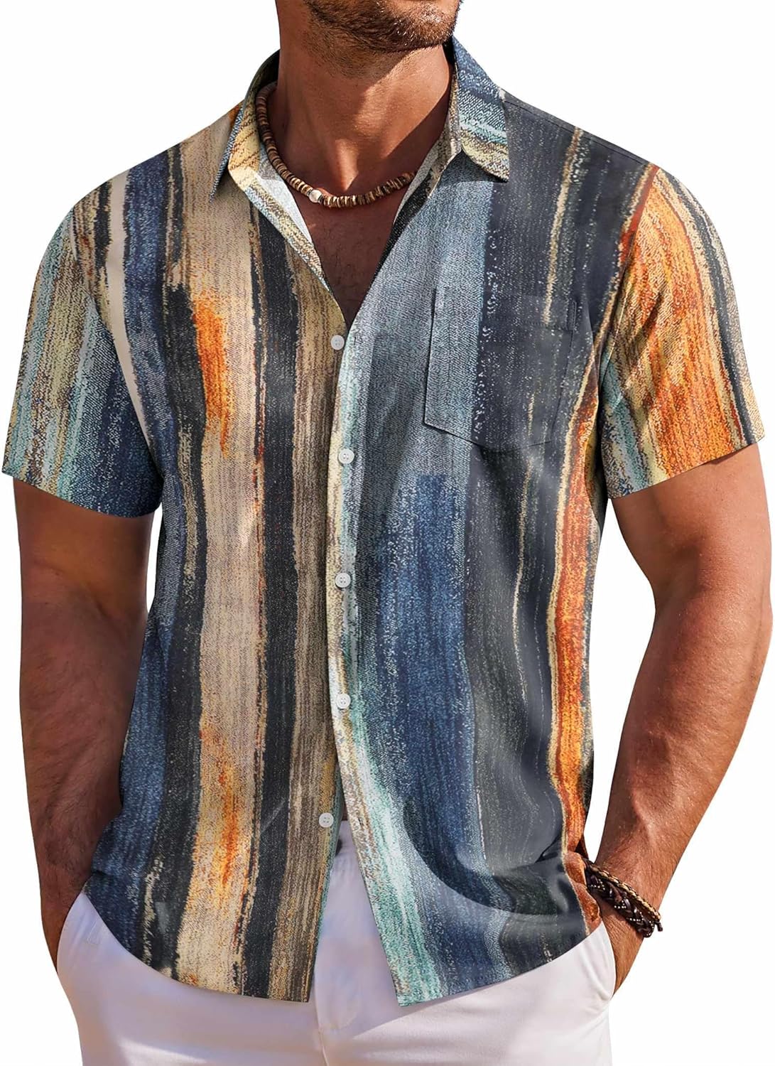 COOFANDY Men's Hawaiian Shirt Short Sleeve Floral Button Down Shirts Tropical Holiday Beach Shirts