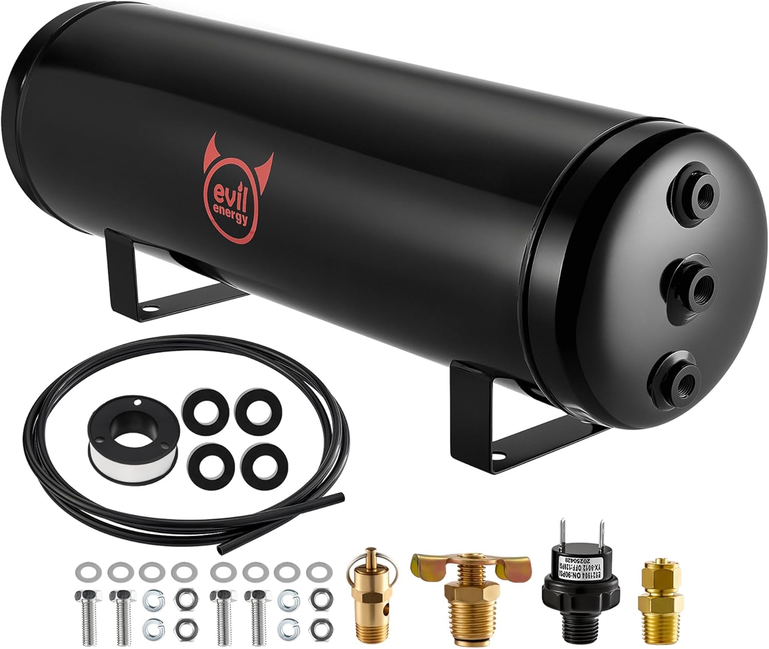 EVIL ENERGY Air Tank 4 Gallon Kit 7 Ports 1/4" NPT 200PSI Rated for Truck, DIY Pneumatic Tools, Car, Inflating Tires, Air Horn, Suspension Systems, Air Ride, Tires, Train Horn