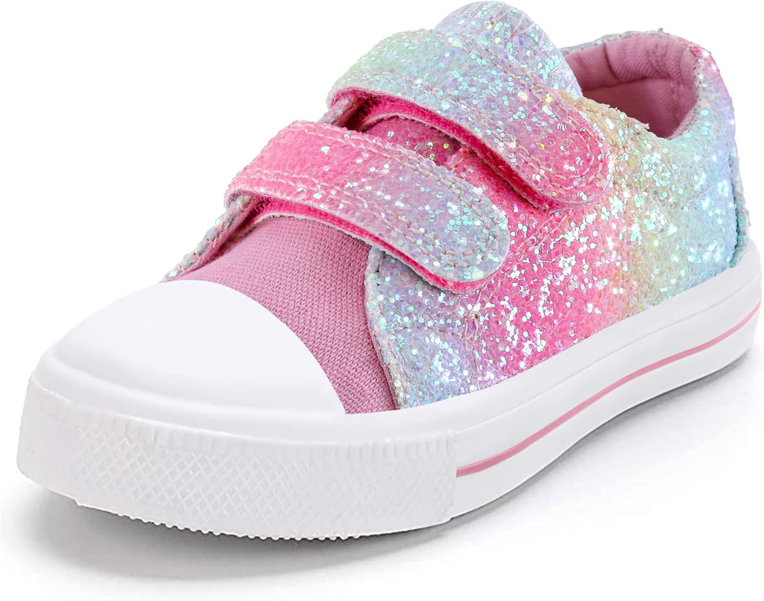 K KomForme Toddler Boys & Girls Shoes Kids Canvas Sneakers with Cartoon Dual Hook and Loops