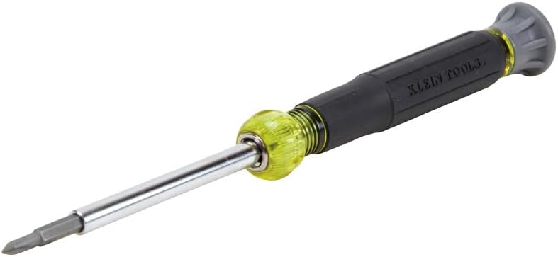 Klein Tools 32581 4-in-1 Electronics Screwdriver Set with 2 Slotted, 2 Phillips Precision Machined Bits, Ideal for Terminal Blocks