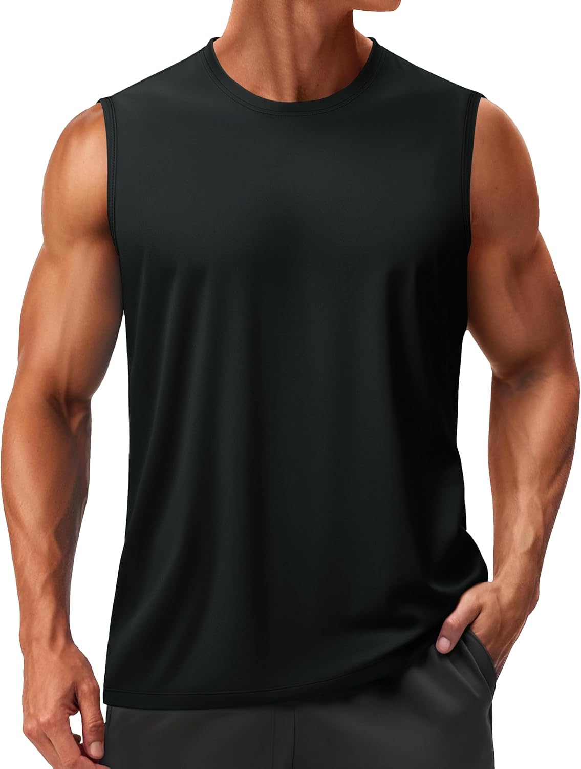 TACVASEN Men's Sleeveless Shirts Quick Dry Tank Tops for Men Sun Protection UPF 50+ Athletic Gym Workout Muscle Shirts