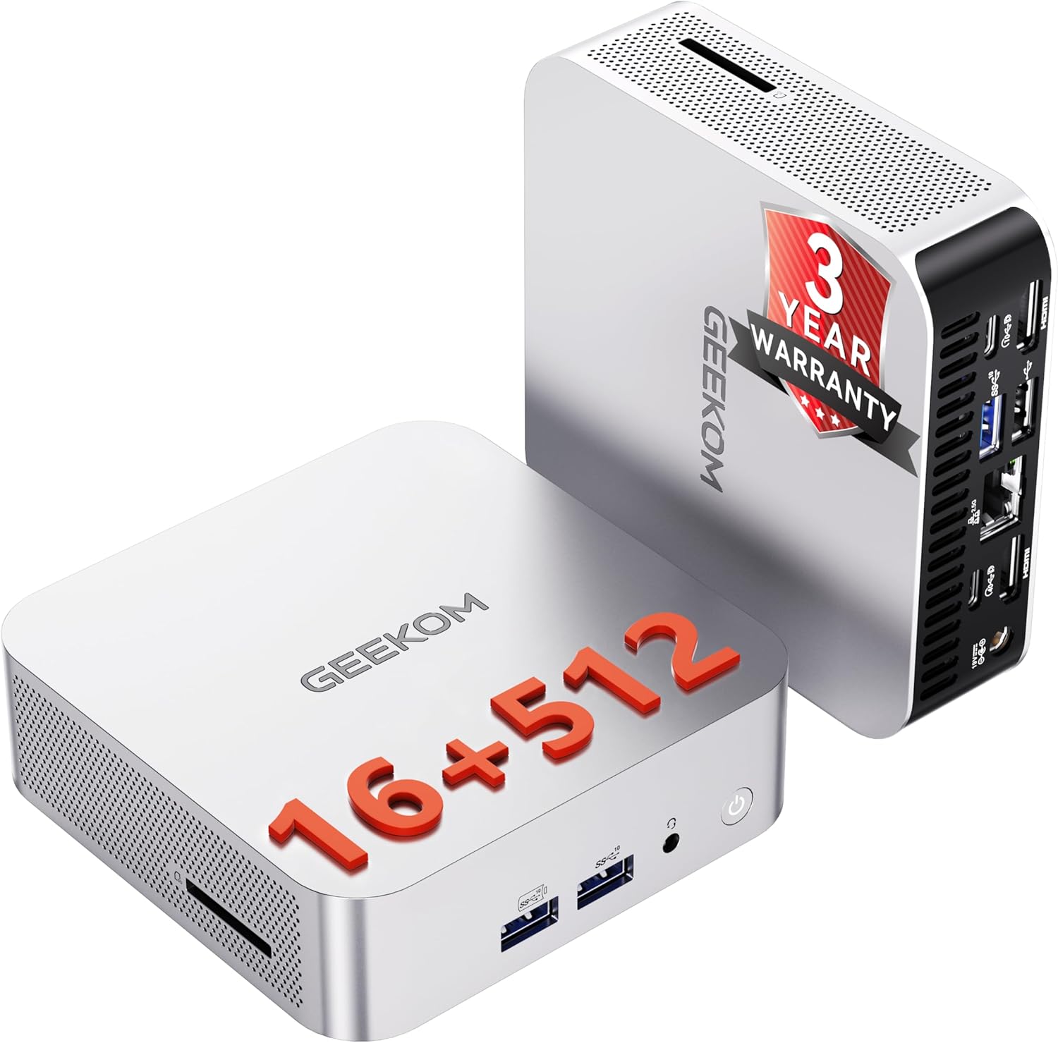 GEEKOM A5 Pro Premium Mini PC,with AMD Ryzen5 7430U|16GB RAM＆512GB SSD|Quiet＆Energy Efficient|Win11 Pro|8K Graphic Design|HDMIx2|6xUSB|Wi-Fi 6|BT 5.2|SD Slot|for Business Office＆Home IT,Education
