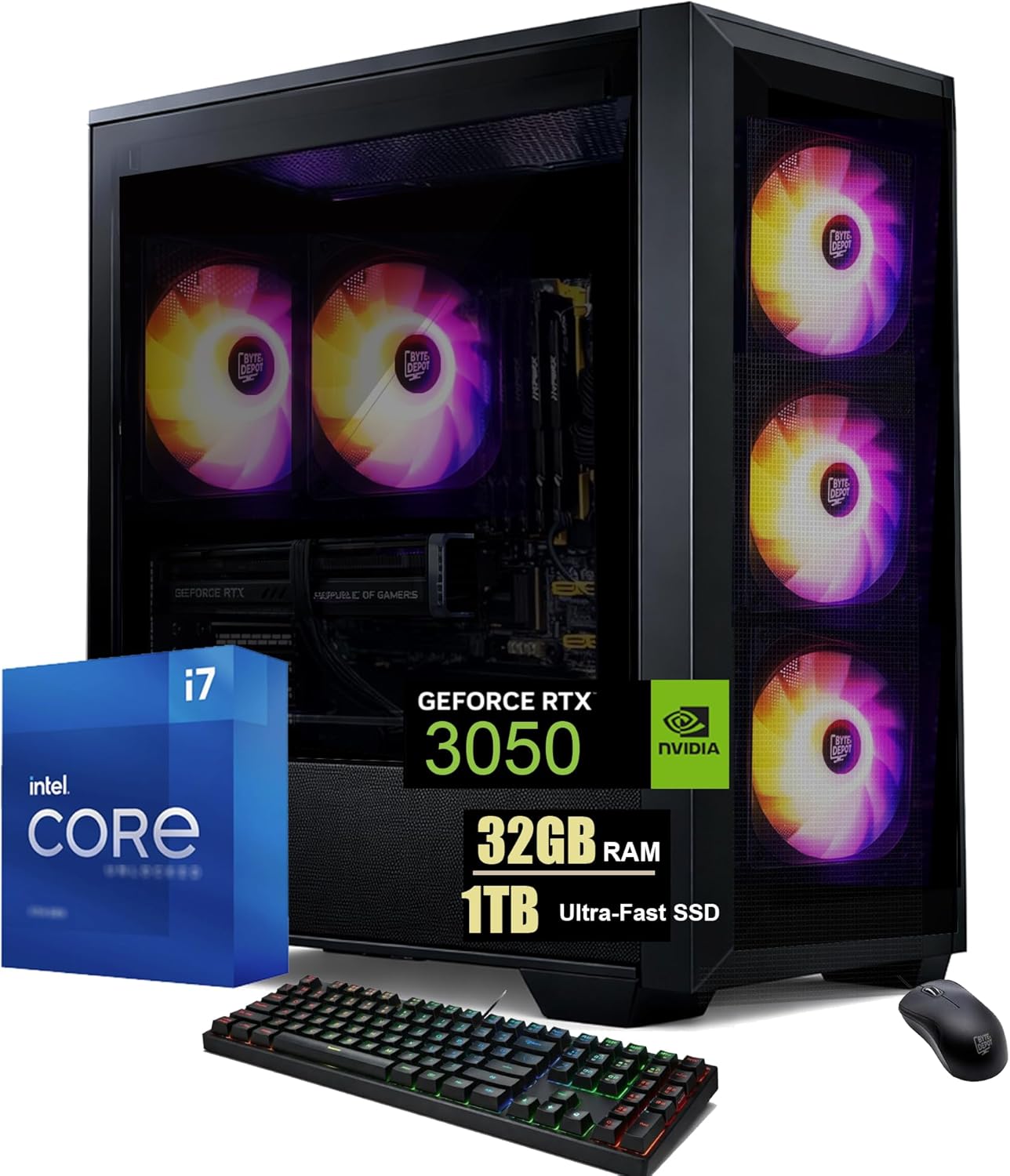 Gamer Xtreme Gaming PC X1, Intel Core i7, 32GB DDR RAM, 1TB NVMe M.2 SSD, GeForce RTX 3050 6GB GDDR6 (Intel Core i7 | RTX 3050, 32GB RAM | 1TB NVMe SSD)