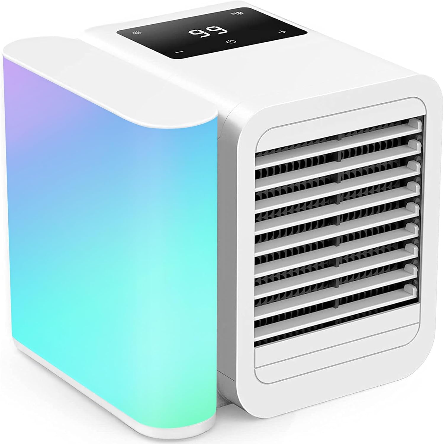 Portable Air Conditioners Fan: Evaporative Mini Air Cooler with 7 Color Night light - USB Personal Air Cooler Desktop Ac Unit for Bedroom Room Office Home (Cream White)