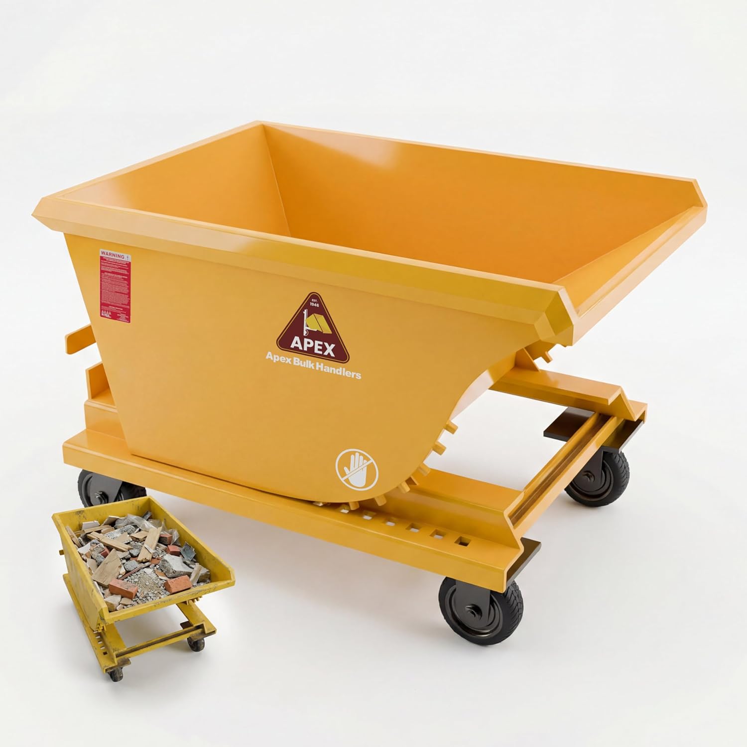 Apex Heavy Duty Self-Dumping Hopper with Casters, 1/4 Cubic Yard Capacity, 6000 lb Load Capacity, Durable Steel Construction, Commercial and Industrial Use, Made in The USA (1/4 Cubic Yard)