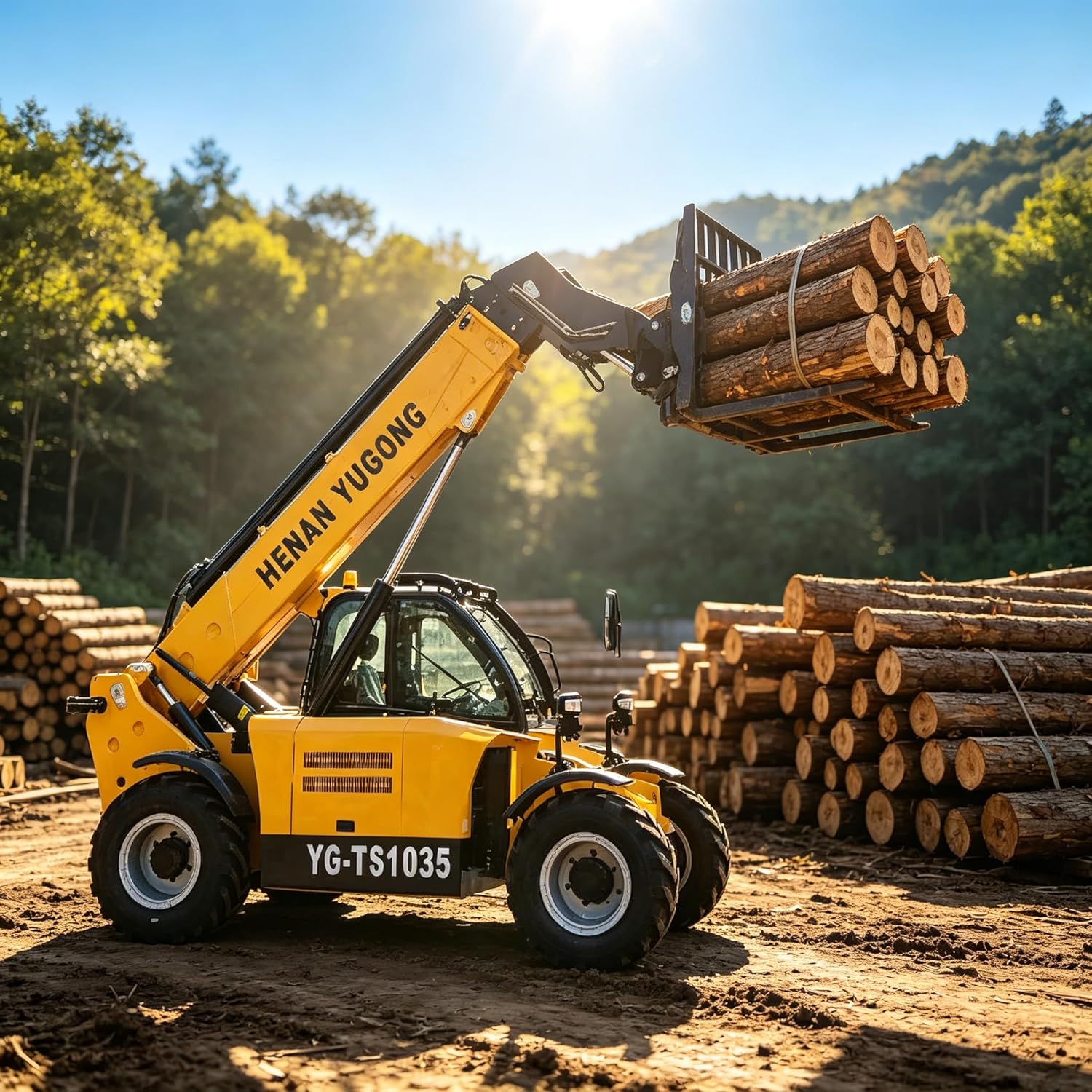 Forklift, Off-Road Industrial Grade Telehandler, 4WD Heavy Duty Telescopic Forklift, Low-Maintenance heavy-duty telescopic boom forklift construction equipment for Construction Farm Mining Landscaping