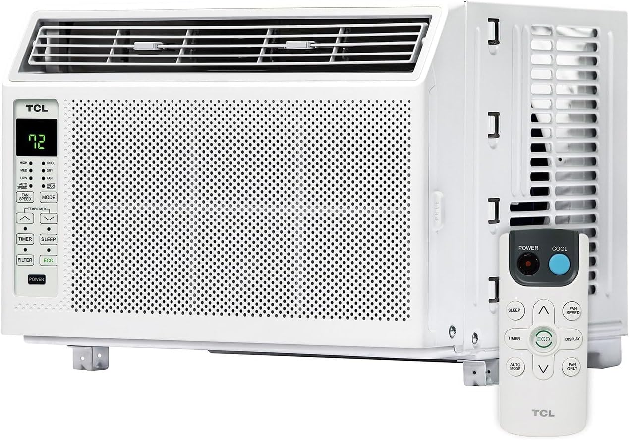 TCL 6000 BTU Window Air Conditioner, Compact Quiet Energy Efficient 3 in 1 AC Unit with Fan, Dehumidifier, Reusable Filter & Remote Control for Apartment, Bedroom, Living Rooms Up To 250 Sq. Ft.