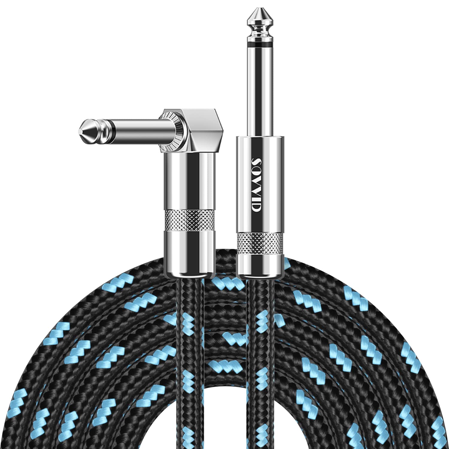 Guitar Cable 6FT Professional Instrument Cable Electric Guitar AMP Cord Updated Version 1/4 TS Cable for Guitar Bass Mandolin Keyboard and Pro Audio, Right Angle to Straight (Black Blue)