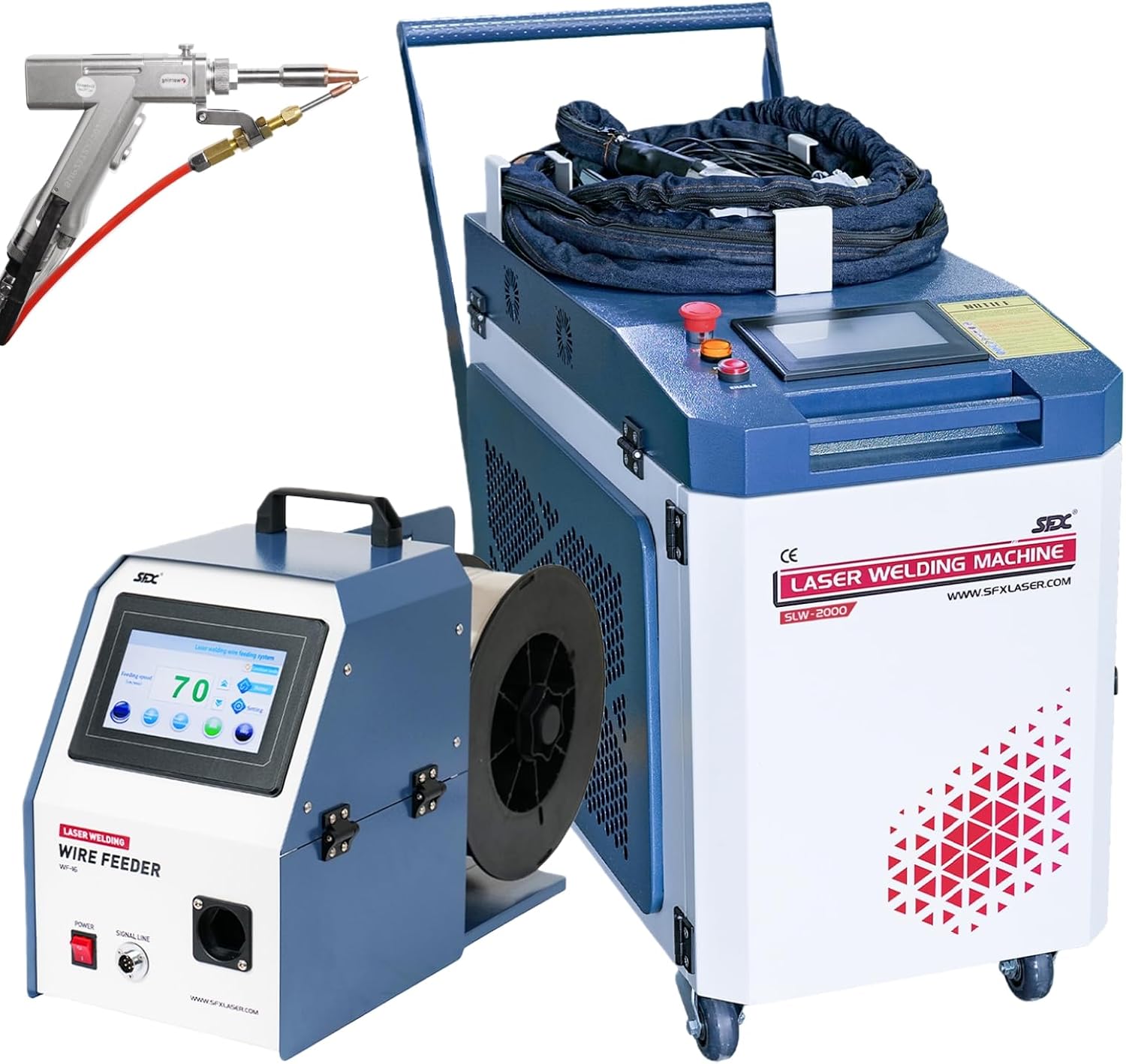 Laser Welding Machine 2000 W 2-in-1 Laser Welder 220V Handheld Fiber Laser Welding Gun Welding Beam Cleaner with Auto Wire Feeder for Metal Carbon Stainless Steel Aluminum Titanium Copper