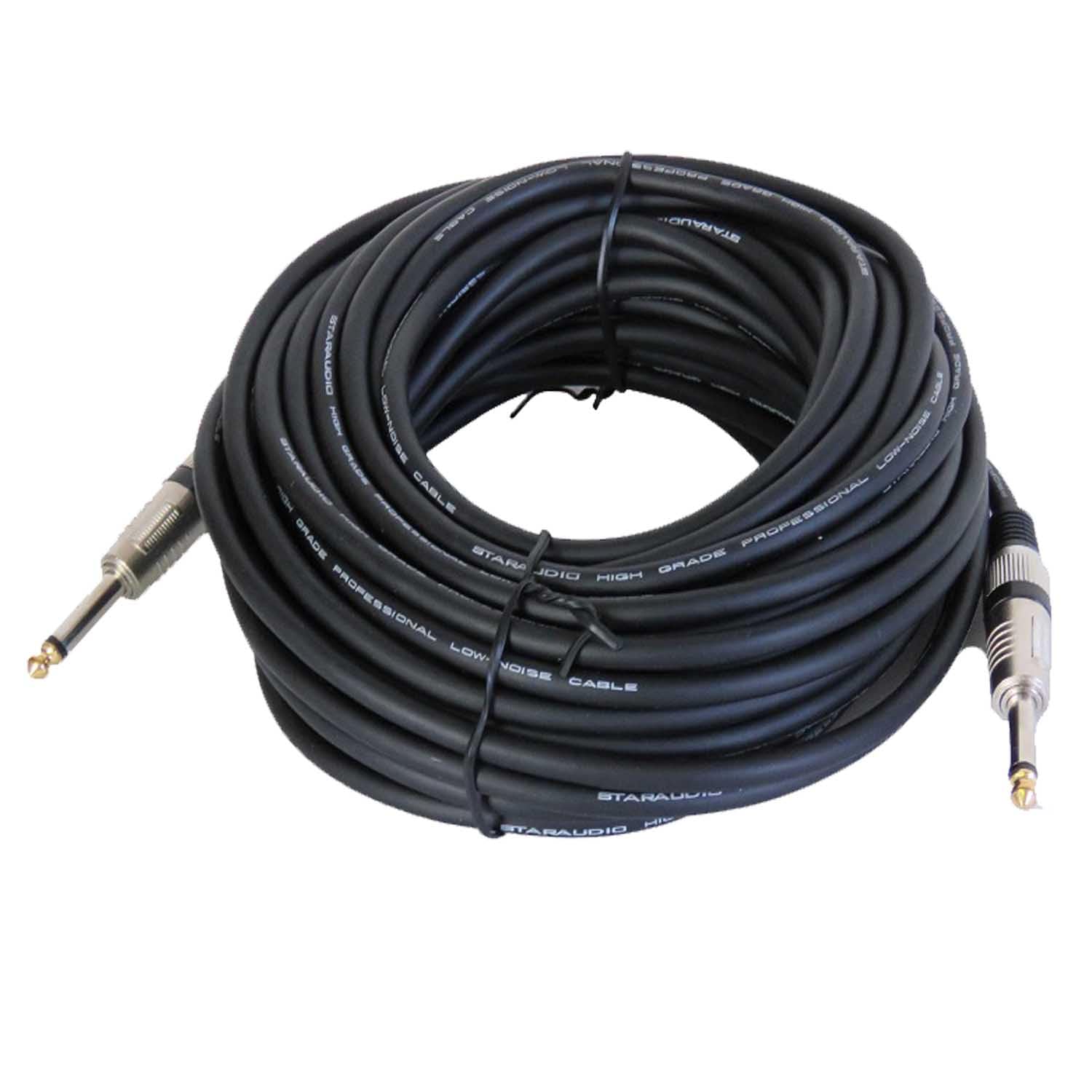 50ft 6.35mm 1/4" to 1/4" - 12 AWG Professional Bass/Guitar Speaker Cable Mono for Amp - Black, Mixer Microphone Audio Speaker Cable