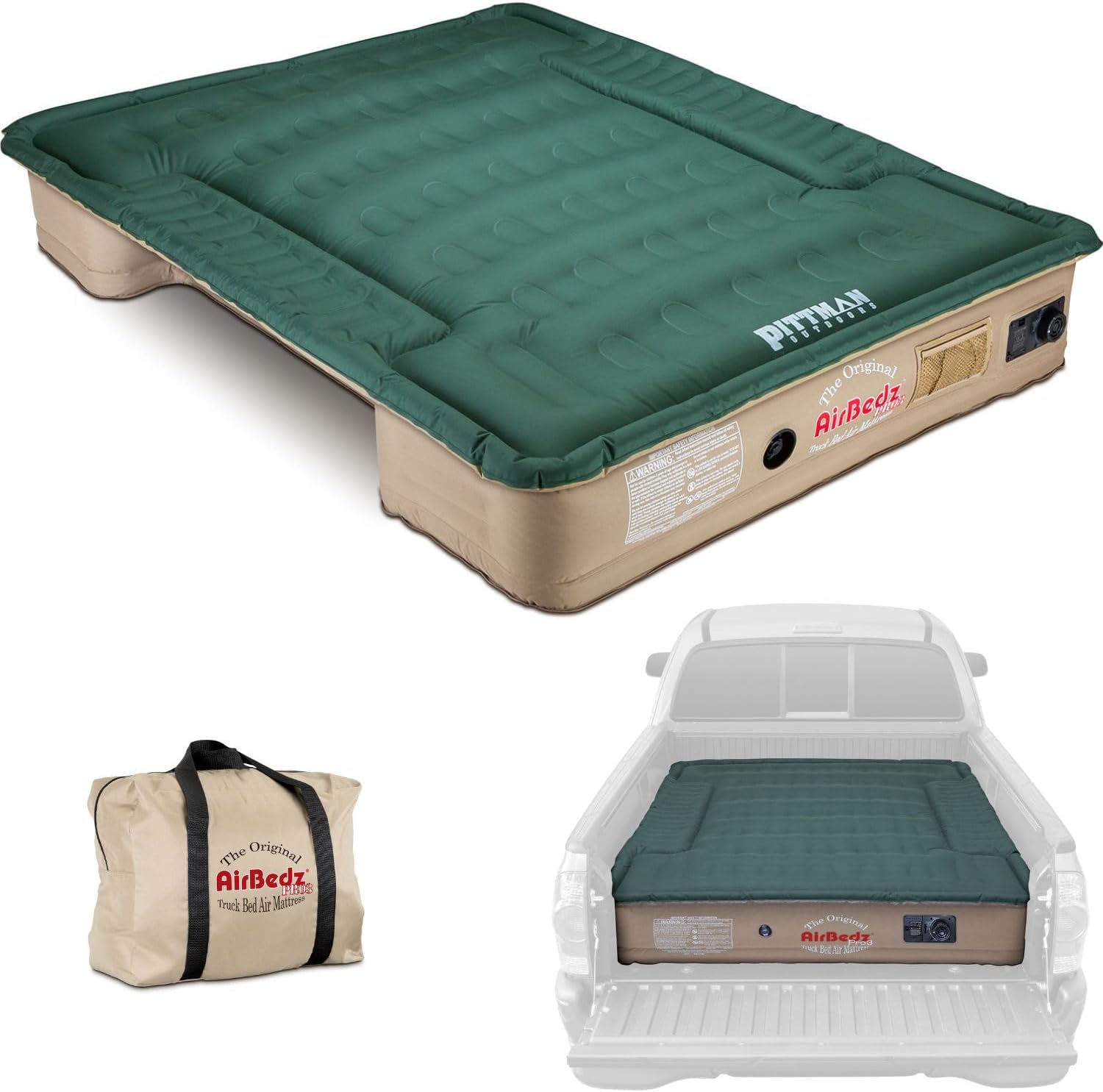 Pittman Outdoors PPI-302 AirBedz Pro3 Truck Bed Air Mattress | Full Size-Short Bed, 6-6.5 Feet in Length with Built-in DC Air Pump | The Original Truck Bed Air Mattress