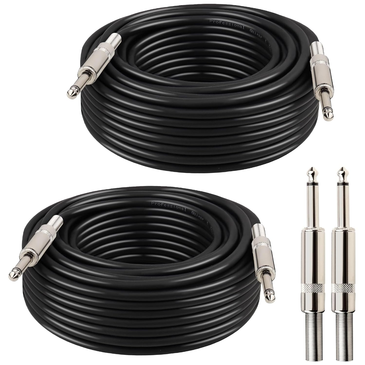 1/4" Speaker Cable - 2PCS 50 Feet 1/4 Inch TS Male DJ/PA Instrument Guitar Cable 50FT Speaker Wire Cord for Audio Amplifier - 2 Pack