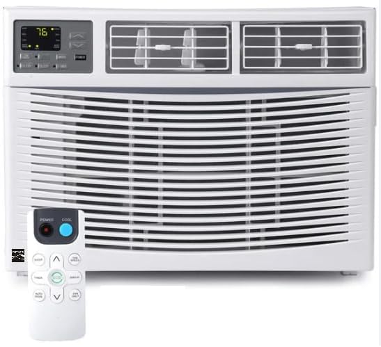 Kenmore KM8K-R 8,000 BTU Window Air Conditioner for Medium Rooms up to 350 Sq. Ft. – Quiet Cooling, Remote Control, Easy Install, Digital Display, 3 Fan Speeds, Energy Efficient, Washable Filter