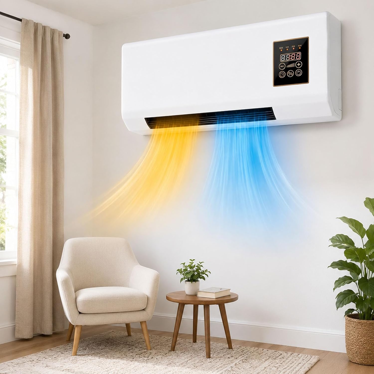 Portable Air Conditioner, Portable Wall Air Conditioner Fan 2 in 1 Wall Mounted Heating System, Quiet Personal Mini Ac Fan for Bedroom, Office and Desktop Use (White)