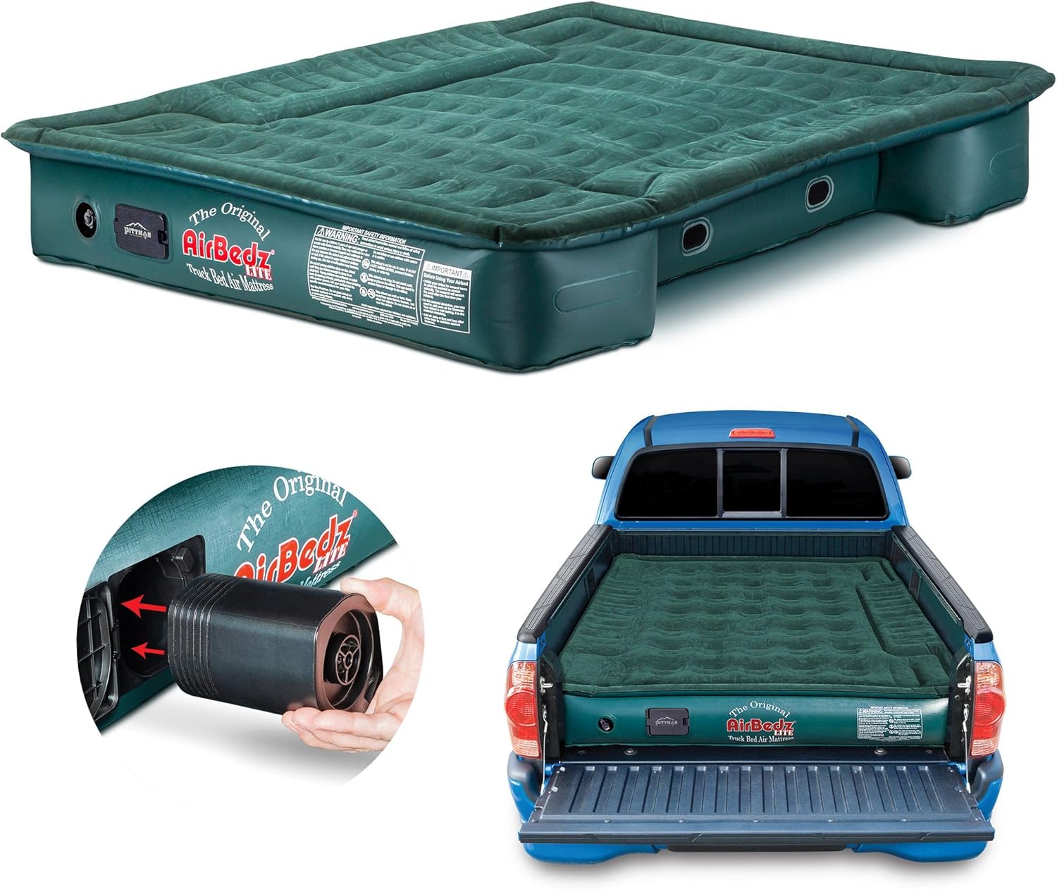 Pittman Truck Bed Mattress 6.5 Foot - Inflatable Truck Bed Air Mattress with Built in Pump - Full Size Standard Pickups - Blow Up Pickup Matress for Camping Fits F150, Silverado & Tundra - PV202G2