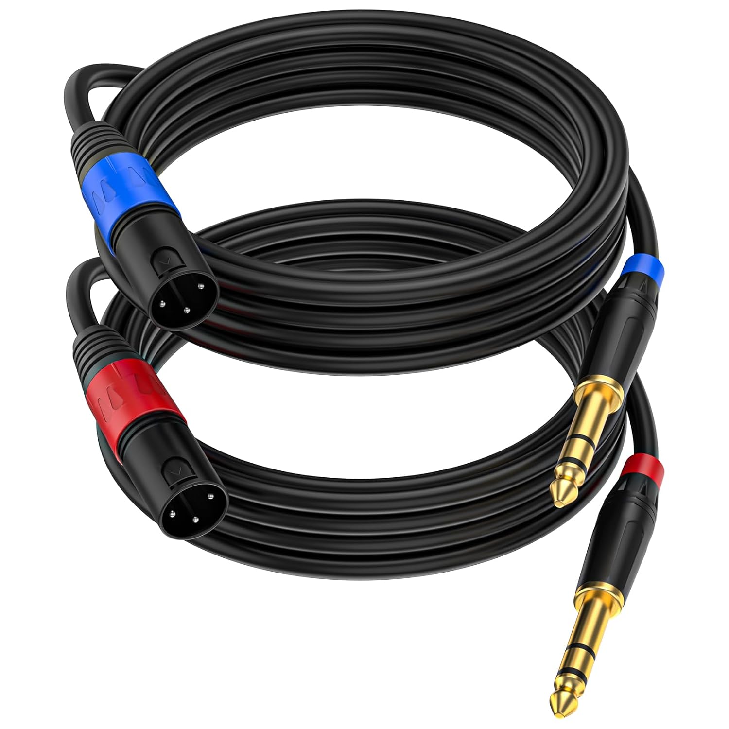 (2Pack /10 FT) Male XLR to 1/4 Inch (6.35mm) TRS Mono Jack Microphone Cable, Balanced 3 Pin XLR to Quarter inch TRS Plug Mic Cord for Dynamic Microphone